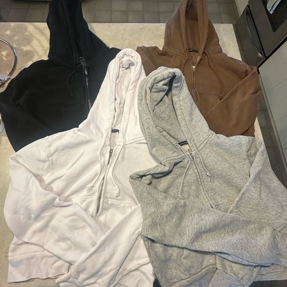 Brandy Melville Tops - (4) Brandy Melville Black, White, Gray & Brown Hoodies - 4-Pack